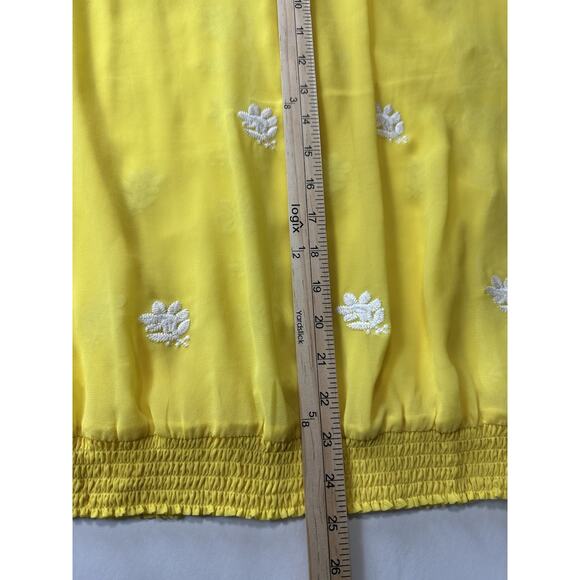 Torrid Yellow Smocked Floral Chiffon Short Sleeve Blouse Plus Size 1 - Picture 14 of 14